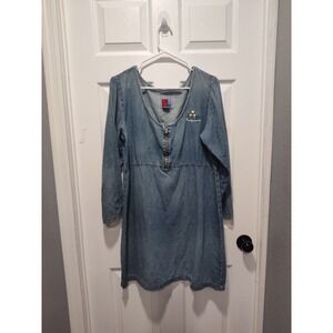 Sunbelt Denim Embroidered Shirt dress Size Large lightweight casual 100% cotton‎